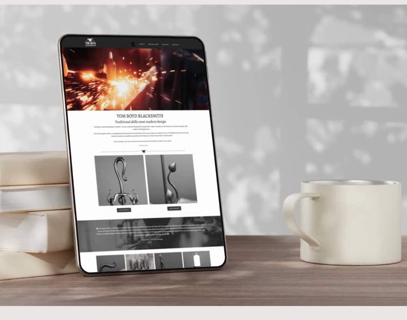 Tablet blacksmith website mockup