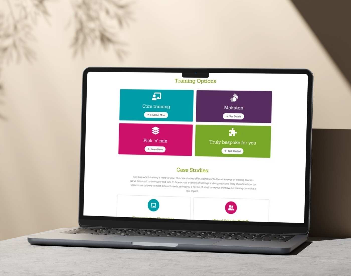 Tablet speech therapy website mockup